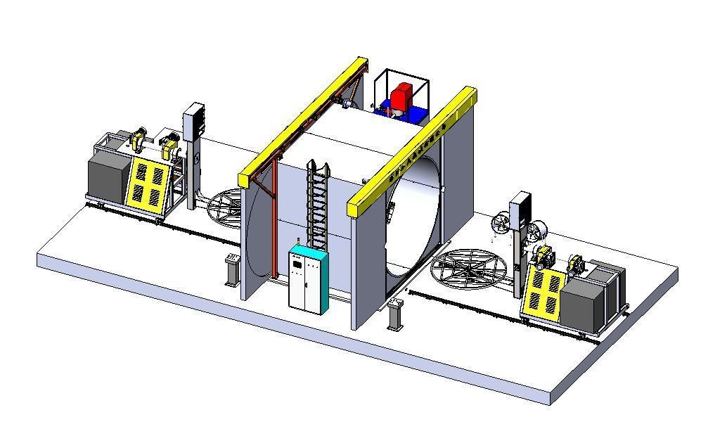 Máy làm thùng chứa nước xoay vòng Shuttle Type 2 Arm L 4000 Lò nướng